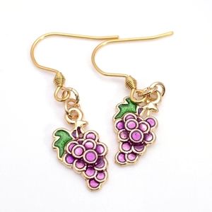 Beautiful Bunch of Grapes Dangle Hook Earrings